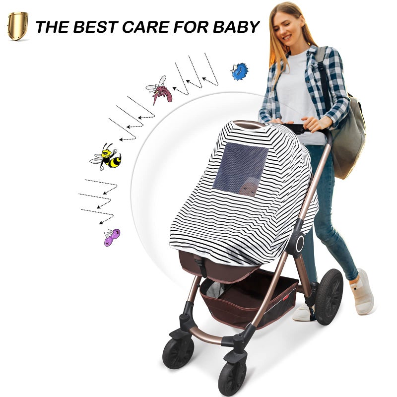LUCINE Baby Nursing Cover & Nursing Poncho - Multi Use Cover for Baby Car Seat Canopy, Shopping Cart Cover, Stroller Cover, 360Â° Full Privacy Breastfeeding Coverage, Baby Shower Gifts for Boy&Girl - Image 4