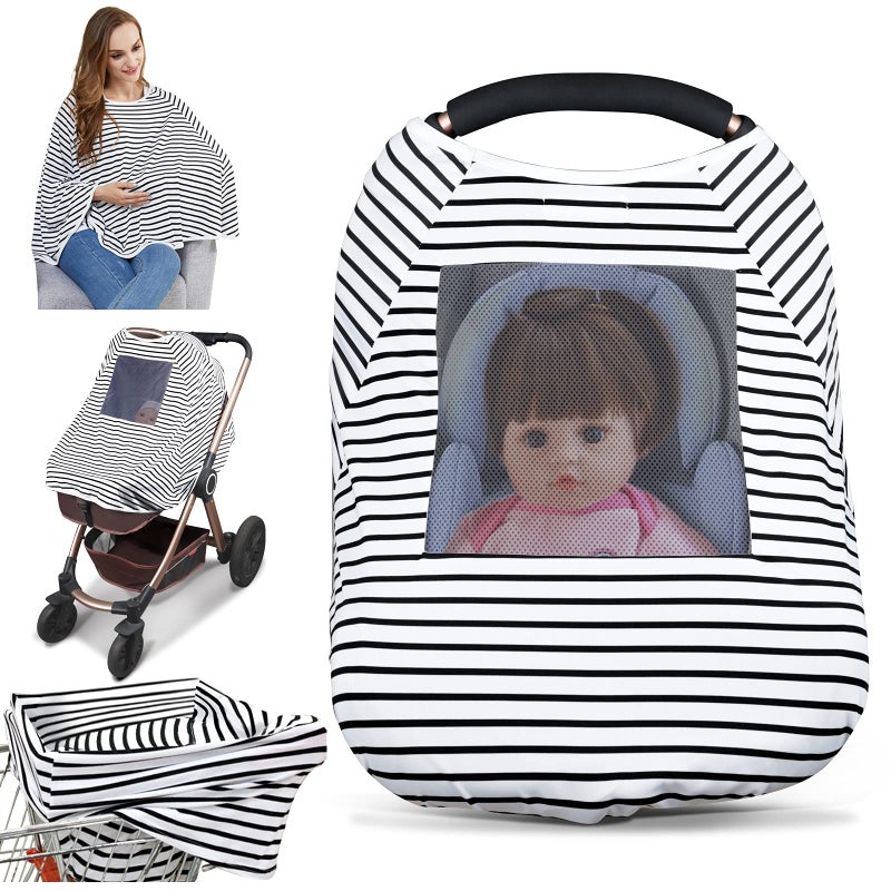 LUCINE Baby Nursing Cover & Nursing Poncho - Multi Use Cover for Baby Car Seat Canopy, Shopping Cart Cover, Stroller Cover, 360Â° Full Privacy Breastfeeding Coverage, Baby Shower Gifts for Boy&Girl - Image 1
