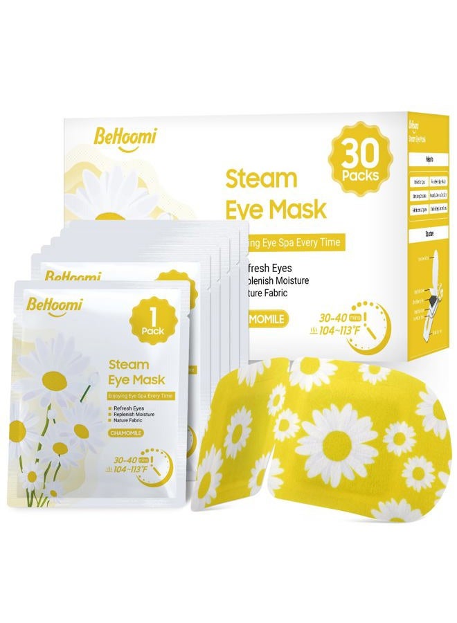 BeHoomi 30Packs Steam Eye Mask, Heated Eye Mask Warm Compress for Eyes, Self Heating Warm Eye Masks Disposable Steam Mask for Home Sleep, Spa, Travel Essentials & Relaxation Gifts (Lemongrass) - Image 1