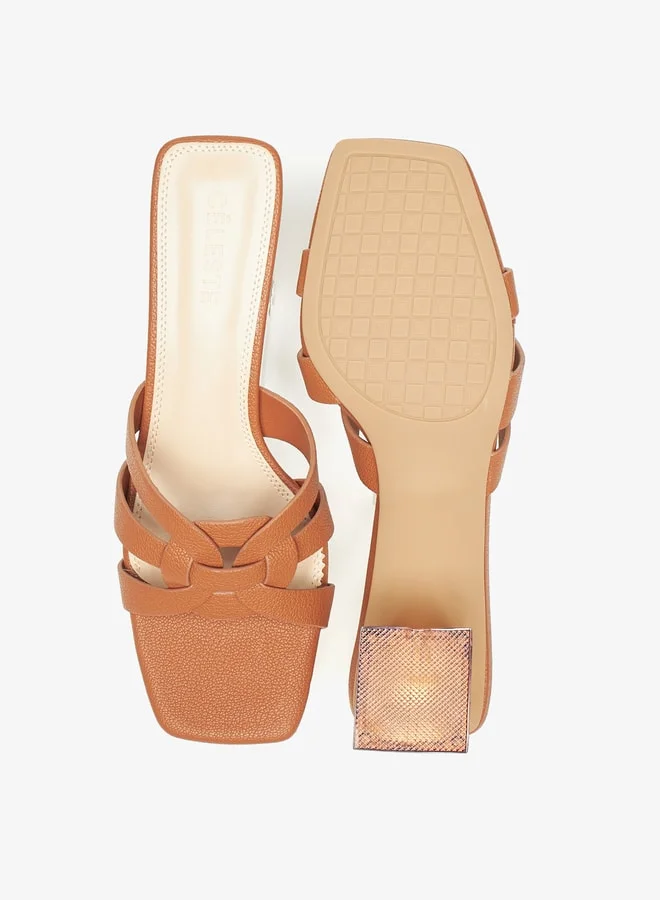 Celeste Women's Strappy Slip-On Sandals with Block Heels