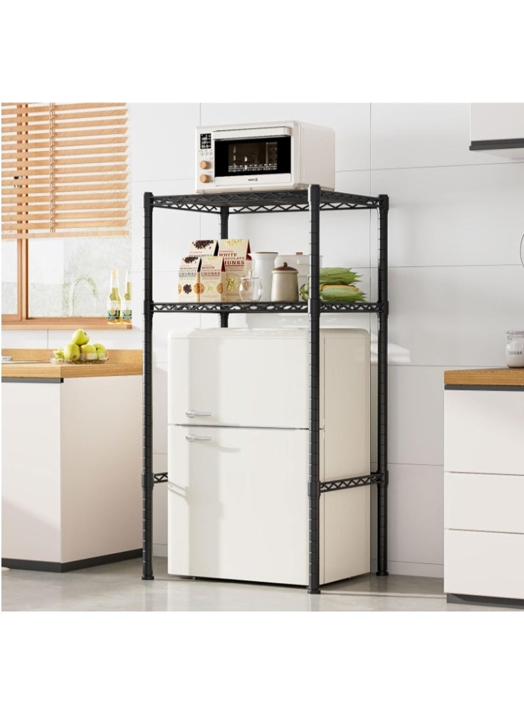 فورثكان رف صغير للثلاجة، رف مطبخ معدني، رف قائم، رف شبكي قابل لتعديل الارتفاع، رف أعلى الثلاجة، منظم تخزين متعدد الاستخدامات، مناسب لمختلف مناطق المعيشة - Image 1