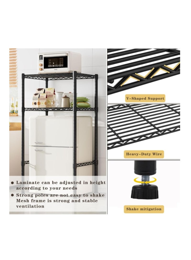 فورثكان رف صغير للثلاجة، رف مطبخ معدني، رف قائم، رف شبكي قابل لتعديل الارتفاع، رف أعلى الثلاجة، منظم تخزين متعدد الاستخدامات، مناسب لمختلف مناطق المعيشة - Image 5