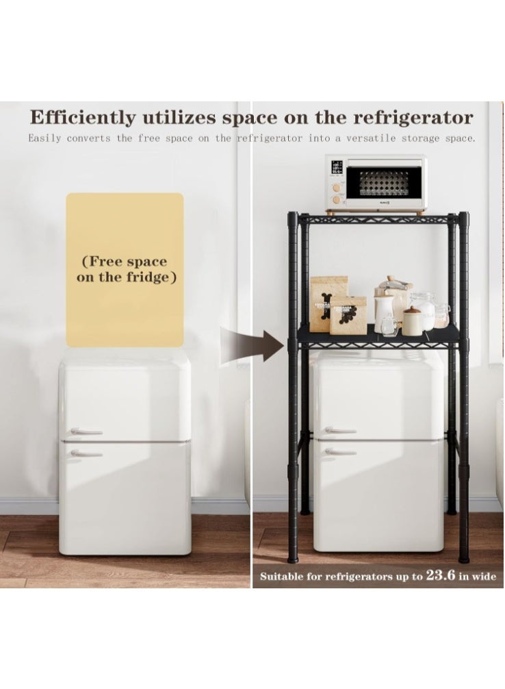 فورثكان رف صغير للثلاجة، رف مطبخ معدني، رف قائم، رف شبكي قابل لتعديل الارتفاع، رف أعلى الثلاجة، منظم تخزين متعدد الاستخدامات، مناسب لمختلف مناطق المعيشة - Image 3