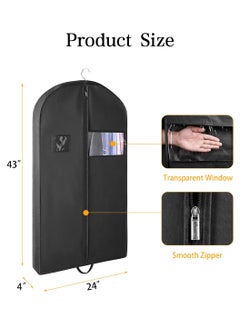LEOKOR 3 PCS Garment Bags For Travel, Heavy Duty Garment Bag For Clothes Closet Storage, Gusseted Hanging Garment Bags for Men Suit Cover With Handles for Clothes, Coats, Jackets, Shirts  - Image 5