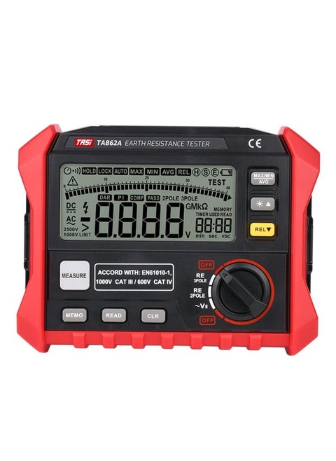 TASI TA862A Ground Resistor Tester Grounding Voltage Measurement High Precision Digital Resistance Meter