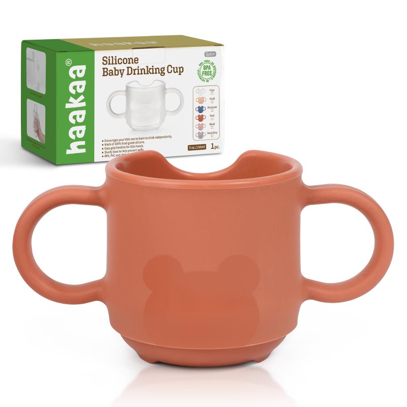 haakaa Silicone Baby Training Cup, Toddler Learning Open Cup for Baby 6 Months+, Drop-Proof BPA Free, 5 Ounce (Red) - Image 1