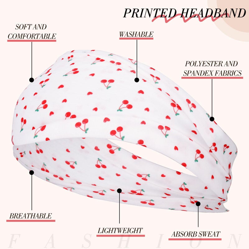 obeoby 8 Pack Cherry Headbands for Spring Summer Outfits, Non Slip Fashion Floral Headbands for Women Girls - Image 3