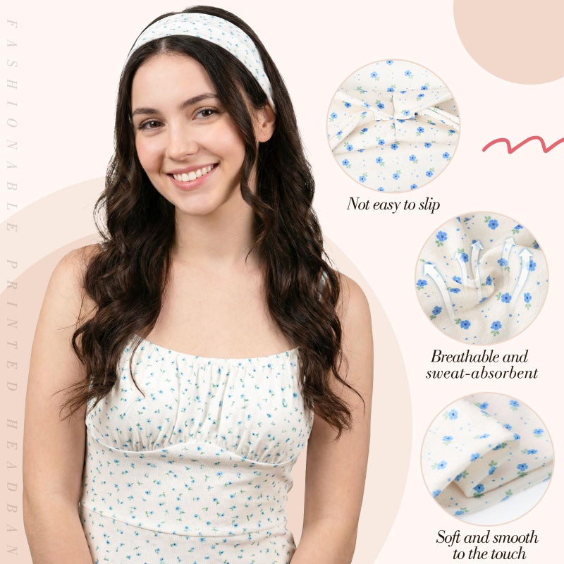 obeoby 8 Pack Cherry Headbands for Spring Summer Outfits, Non Slip Fashion Floral Headbands for Women Girls - Image 4