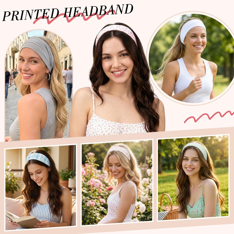 obeoby 8 Pack Cherry Headbands for Spring Summer Outfits, Non Slip Fashion Floral Headbands for Women Girls - Image 5
