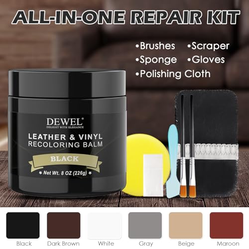 DEWEL Leather Recoloring Balm, Black Leather Color Restorer for Scratched and Faded, Leather Scratch Remover, Upgrade Leather Repair Kit for Restore Couches, Car Seats, Shoes, Boots - Image 4