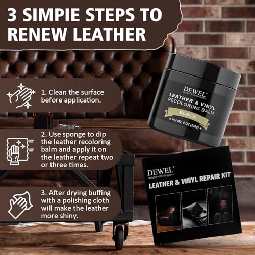 DEWEL Leather Recoloring Balm, Black Leather Color Restorer for Scratched and Faded, Leather Scratch Remover, Upgrade Leather Repair Kit for Restore Couches, Car Seats, Shoes, Boots - Image 5