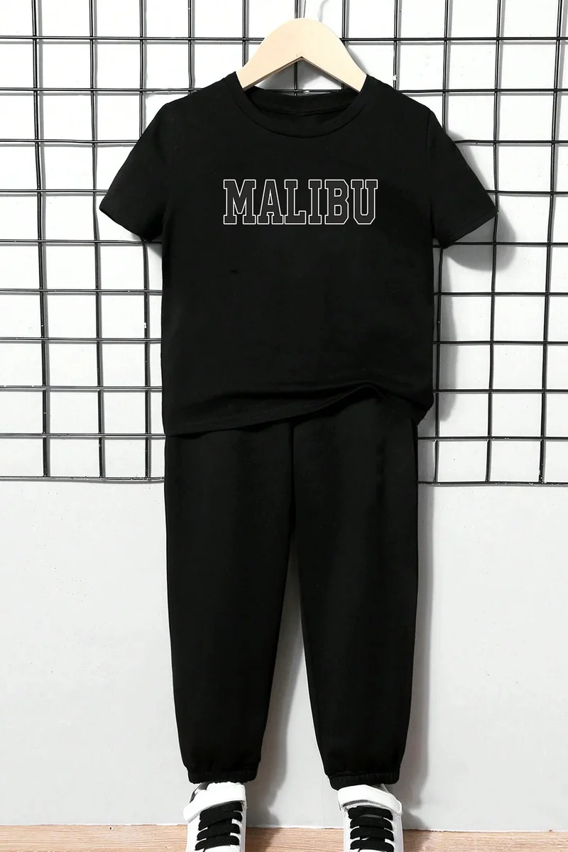 ONLYTRENDWEAR Kids Malibu Bottom - Top Tracksuit Set 3-4 Years Old Black