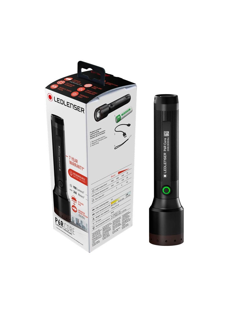 LEDLENSER Ledlenser P6R Core Handheld Flashlights LED Configuration Power LED Luminosity MAX 600 lm MIN 15 lm Lighting Range MAX 190 m MIN 25 m Rechargeable Yes Outdoor  - Image 1