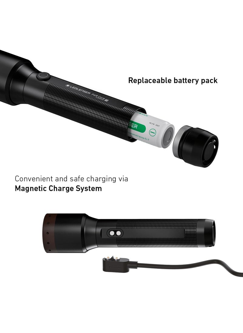 LEDLENSER Ledlenser P6R Core Handheld Flashlights LED Configuration Power LED Luminosity MAX 600 lm MIN 15 lm Lighting Range MAX 190 m MIN 25 m Rechargeable Yes Outdoor  - Image 3