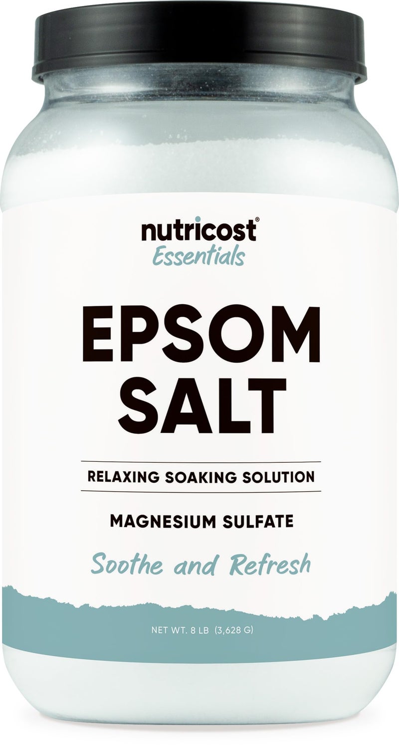 Nutricost Essentials Pure Epsom Salt 8 LBS (100% Pure Magnesium Sulfate) - Relaxing Soaking Solution - Image 1