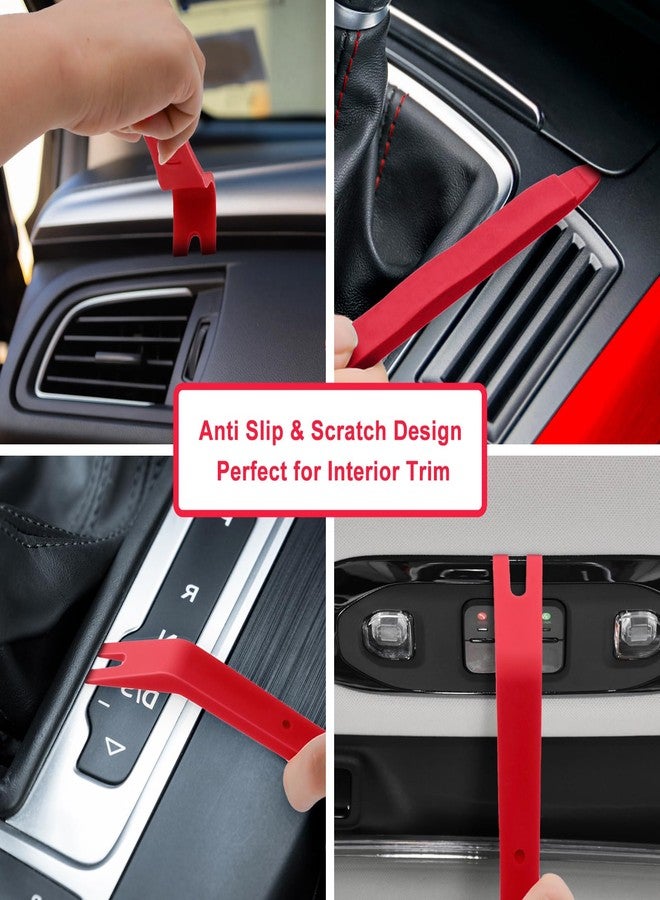 EldHus 5 Pcs Car Trim Removal Tool Kit Upholstery Tools, Auto Clip Removal Pry Tool for Door Dash Dashboard Panel Fastener Remover, Push Pin Puller Body Repair Tools, Red - Image 3