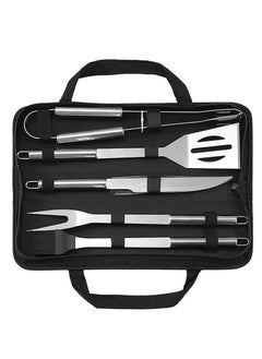 RAQTA Grill Tools Set – 5PCS Stainless Steel BBQ Kit with Spatula, Fork, Knife, Brush & Tongs, Carry Bag Included for Outdoor Camping, Kitchen & Barbecue  - Image 1