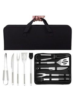 RAQTA Grill Tools Set – 5PCS Stainless Steel BBQ Kit with Spatula, Fork, Knife, Brush & Tongs, Carry Bag Included for Outdoor Camping, Kitchen & Barbecue  - Image 3