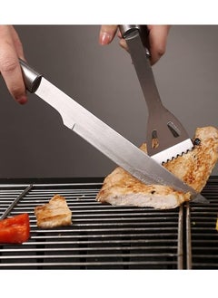 RAQTA Grill Tools Set – 5PCS Stainless Steel BBQ Kit with Spatula, Fork, Knife, Brush & Tongs, Carry Bag Included for Outdoor Camping, Kitchen & Barbecue  - Image 5