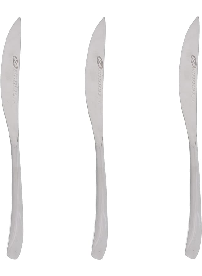 Zinnia Stainless Steel Curvy/Mirror Table Knife 3-Piece Set, Multicolor - Image 1