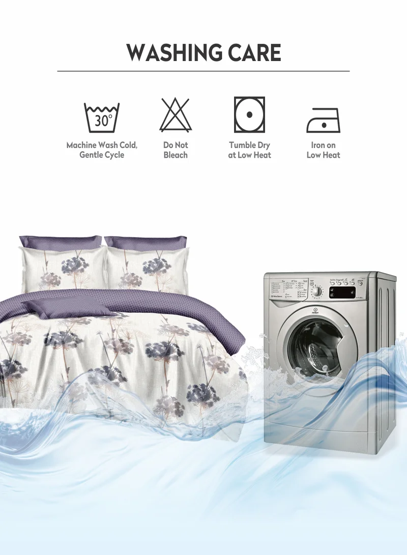 Donetella Duvet Cover Set 4-Pcs Single Size Printed Bed Set With 1 Duvet Cover(160 x 220 CM) 1 Fitted Sheet 1 Pillow Sham And 1 Pillow Case (Without Filler),Platinum
