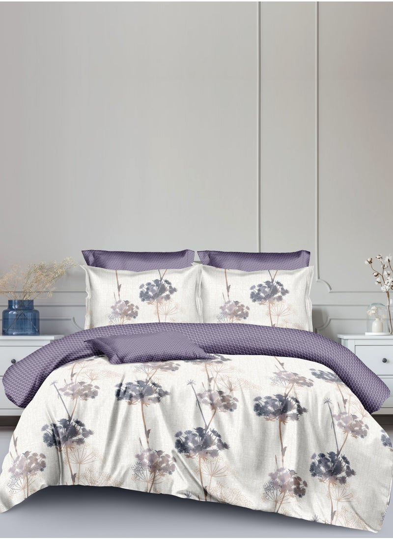 Donetella Duvet Cover Set 4-Pcs Single Size Printed Bed Set With 1 Duvet Cover(160 x 220 CM) 1 Fitted Sheet 1 Pillow Sham And 1 Pillow Case (Without Filler),Platinum  - Image 1