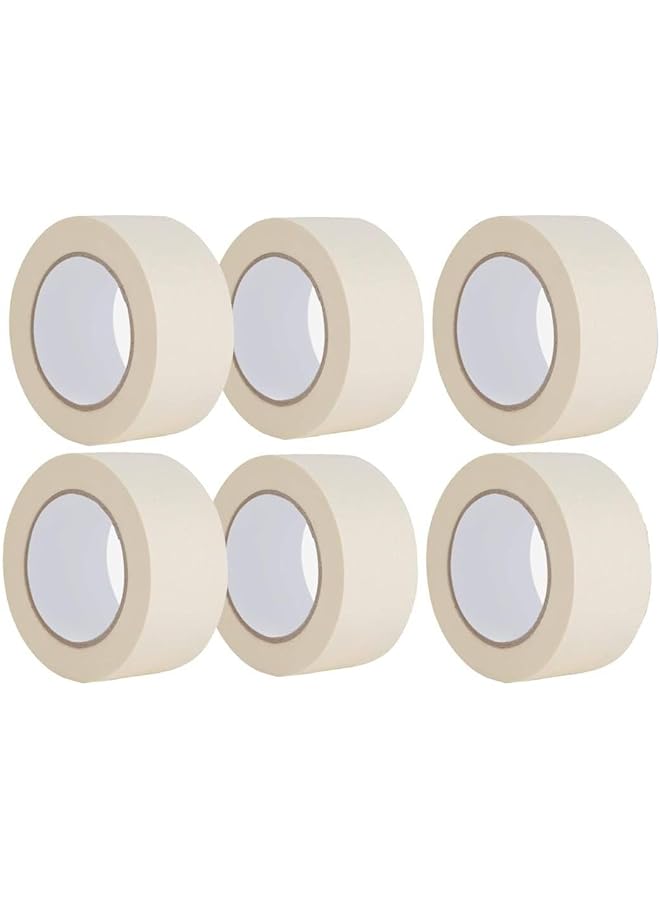 PROMASS promass Premium Masking Tape, 6 Pack 2 Inch X 50 Yards General Purpose Paper Tape For Painting, Labeling, Marking, Gardening, Packaging, Artworks, Schools, Office, Garage, Factory, Industrial Uses  - Image 1