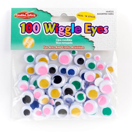 Charles Leonard Creative Arts by Wiggle Eyes, Peel'n Stick, Assorted Colors and Sizes, 100/Bag - Image 2