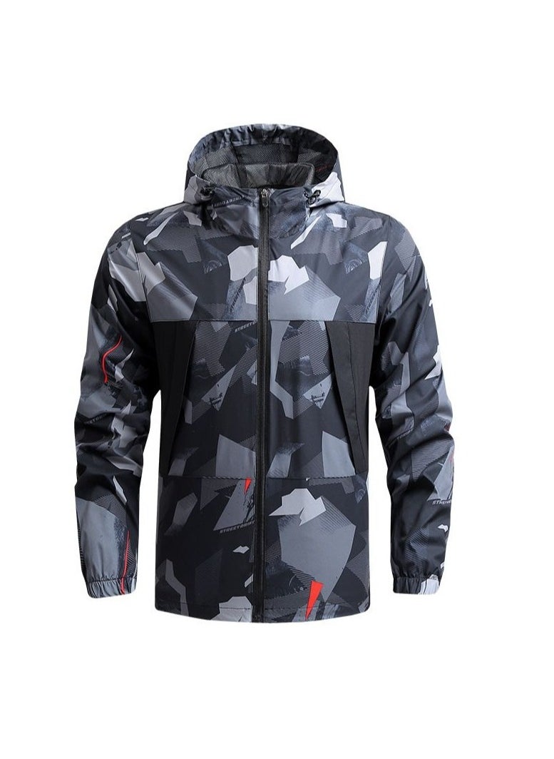 KUYING New Casual Quick Drying Windbreaker Outdoor Sports Hooded Jacket 