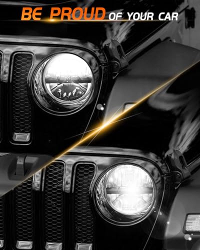 MGLLIGHT DOT Approved 7 round led headlights Hi/Low Sealed Heam Compatible with Wrangler TJ JK Do-dge F-ord Che-vy, H6024 6016 6015 6014 Replacement (2PCS) - Image 2