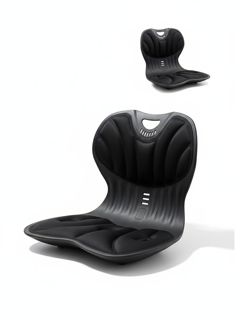 كرسي تصحيح وضعية الجلوس "Wider" لتقويم الظهر وتحسين الجلسة – يساعد على تقليل آلام أسفل وأعلى الظهر والرقبة – مثالي للمكتب أو الدراسة في المنزل – لون أسود