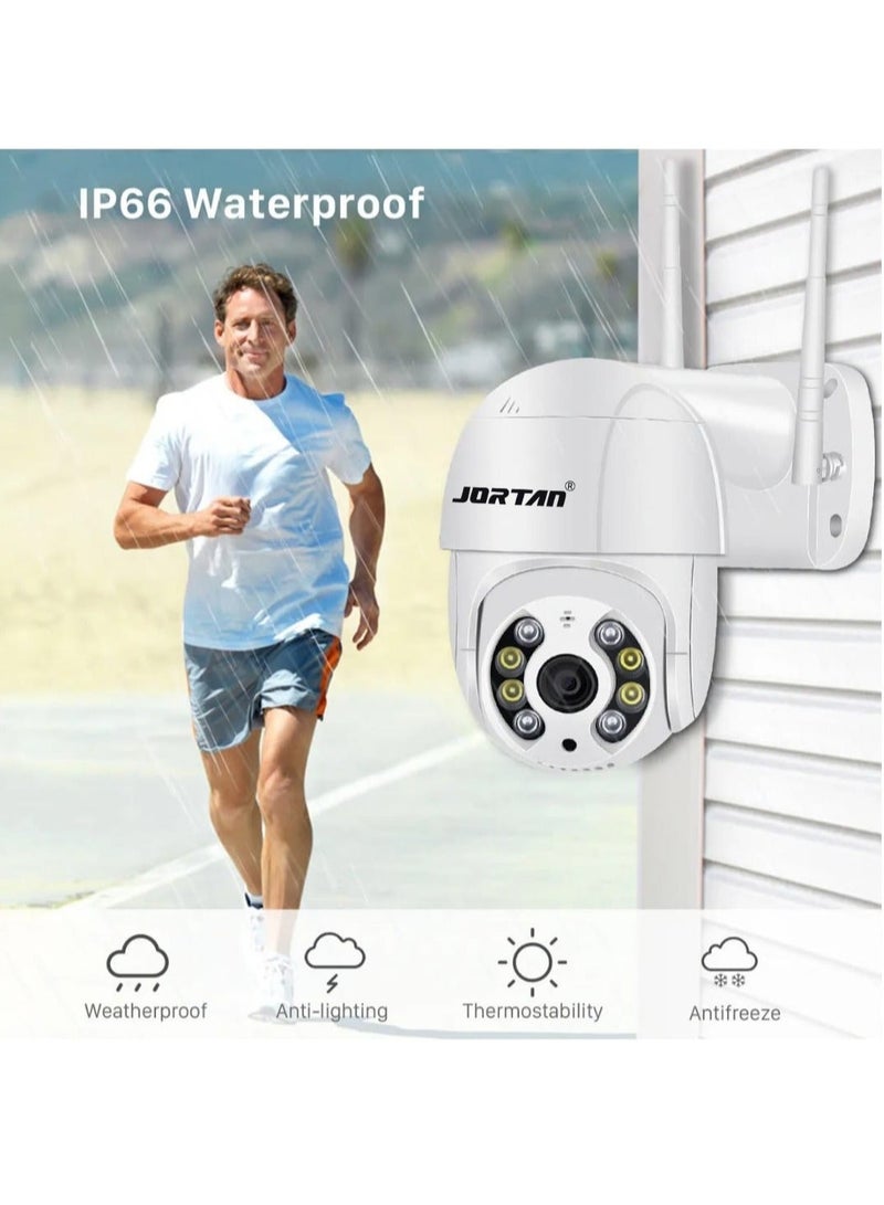 Jortan 1080p Indoor Outdoor Wi-Fi Security Camera, 2MP, Full Color IR Night Vision, 2 way Talking, Motion Detection, PTZ Camera - Image 3