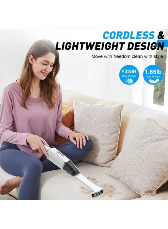 مكنسة سيارة محمولة لاسلكية بلا سلك باليد مع ضوء فوق بنفسجي – 80 واط مع مُضاد للعث الغبارية قابل لإعادة الشحن، قوة всасы قوية للاستخدام الرطب والجاف، ضوضاء منخفضة ≤32 ديسيبل، مرشح قابل للغسيل، خفيفة الوزن 450 جرام للسيارة والكنبة والسرير والمكتب وشعر الحيوانات الأليفة - Image 2