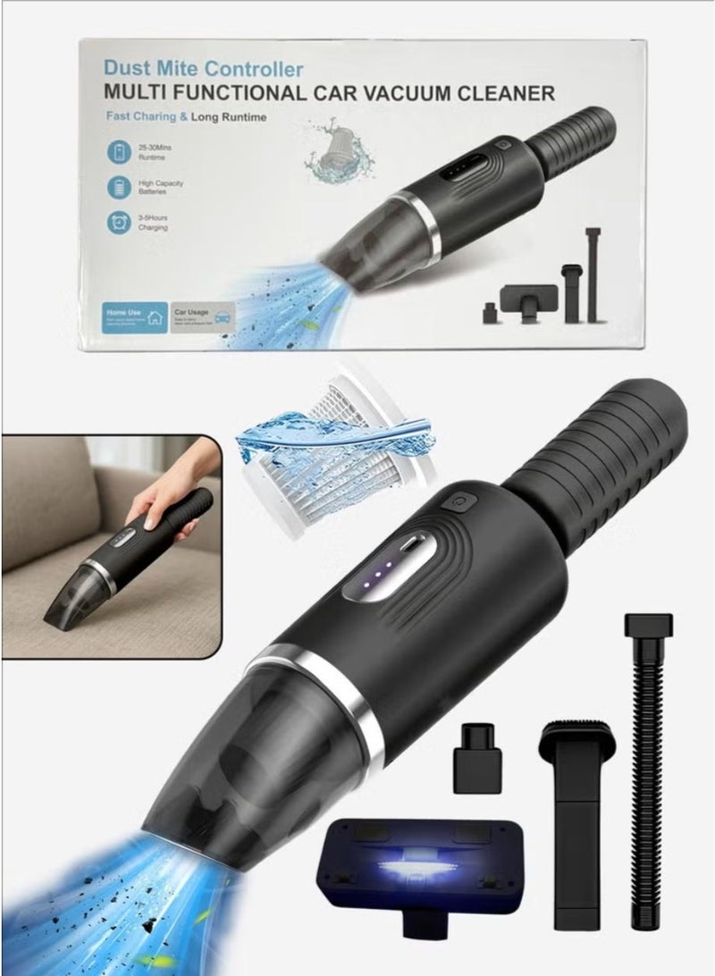 مكنسة سيارة محمولة لاسلكية بلا سلك باليد مع ضوء فوق بنفسجي – 80 واط مع مُضاد للعث الغبارية قابل لإعادة الشحن، قوة всасы قوية للاستخدام الرطب والجاف، ضوضاء منخفضة ≤32 ديسيبل، مرشح قابل للغسيل، خفيفة الوزن 450 جرام للسيارة والكنبة والسرير والمكتب وشعر الحيوانات الأليفة - Image 1