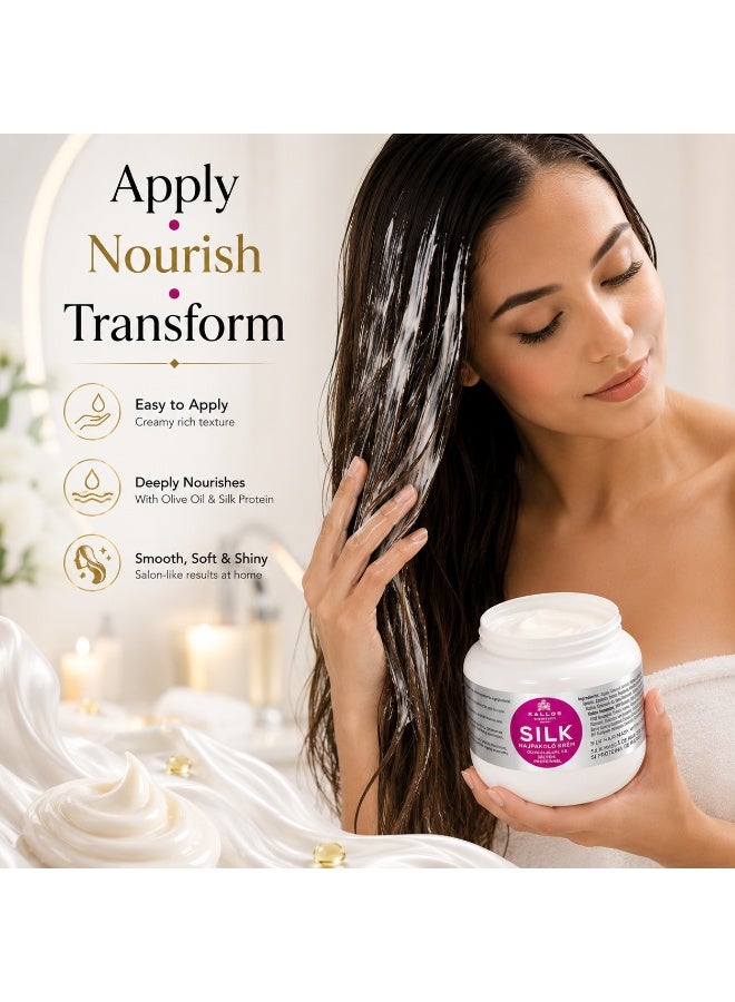 KALLOS Silk Hair Mask with Olive Oil & Silk Protein 275ml – Hair Mask for Smooth & Silky Hair - Image 4