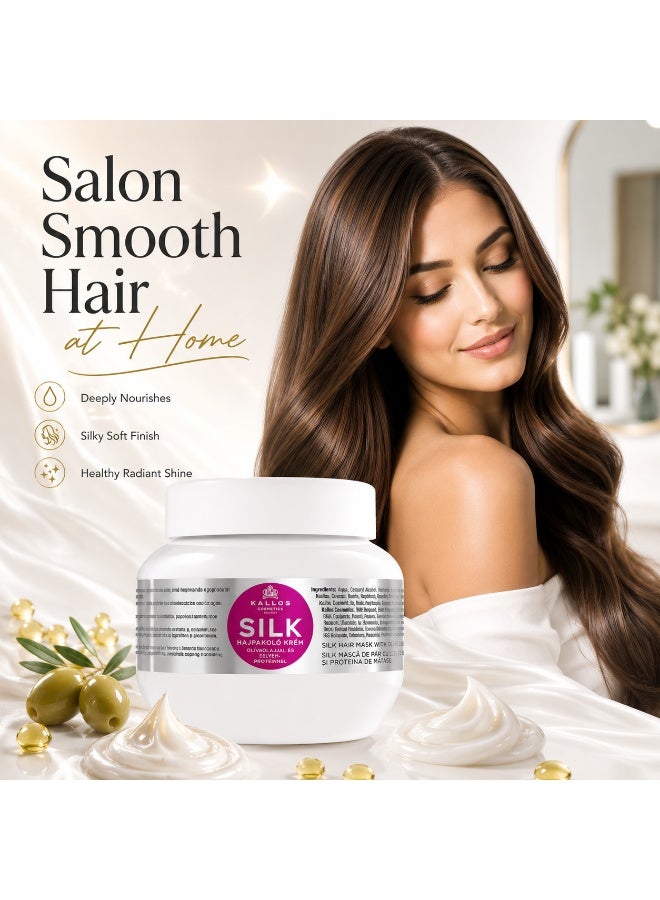 KALLOS Silk Hair Mask with Olive Oil & Silk Protein 275ml – Hair Mask for Smooth & Silky Hair - Image 3