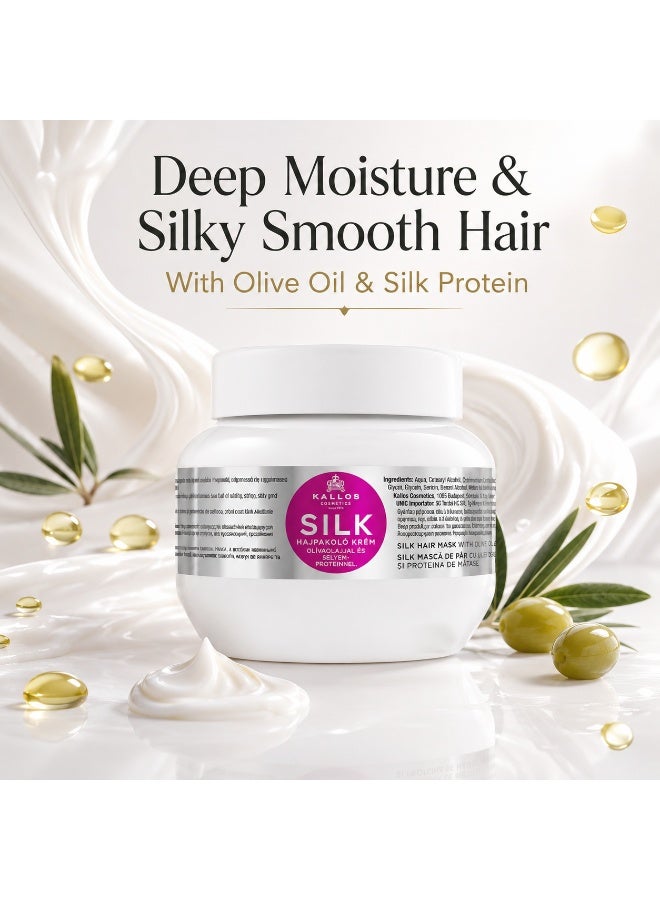KALLOS Silk Hair Mask with Olive Oil & Silk Protein 275ml – Hair Mask for Smooth & Silky Hair - Image 2