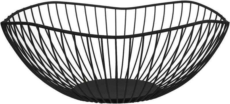 IBWell Classic Style CurvedEdge Modern Creative Stylish Single Tier DishMetal Iron Wire Fruit Vegetables Bread Decorative Stand Serving Bowls Basket Holder Dish Black - Image 1