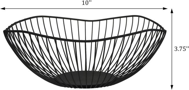 IBWell Classic Style CurvedEdge Modern Creative Stylish Single Tier DishMetal Iron Wire Fruit Vegetables Bread Decorative Stand Serving Bowls Basket Holder Dish Black - Image 2