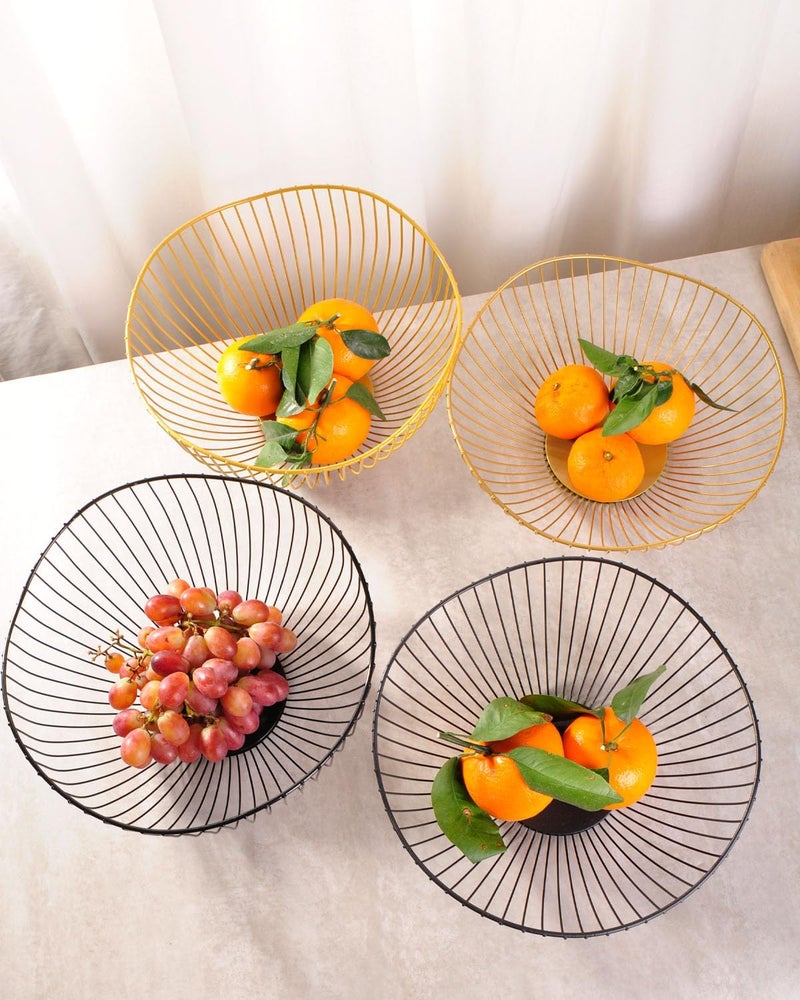 IBWell Classic Style CurvedEdge Modern Creative Stylish Single Tier DishMetal Iron Wire Fruit Vegetables Bread Decorative Stand Serving Bowls Basket Holder Dish Black - Image 5