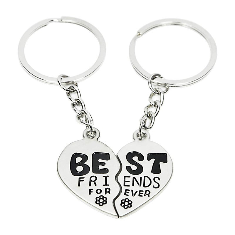Elechobby Best Friend Forever Keychain Love Jewelry Split Heart Key Ring - Image 5