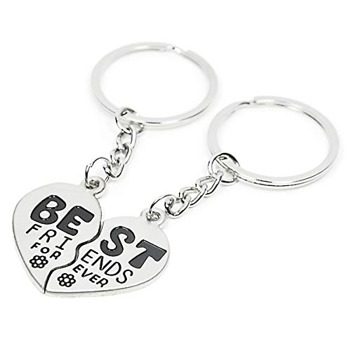 Elechobby Best Friend Forever Keychain Love Jewelry Split Heart Key Ring - Image 3