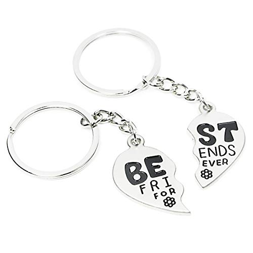 Elechobby Best Friend Forever Keychain Love Jewelry Split Heart Key Ring - Image 2