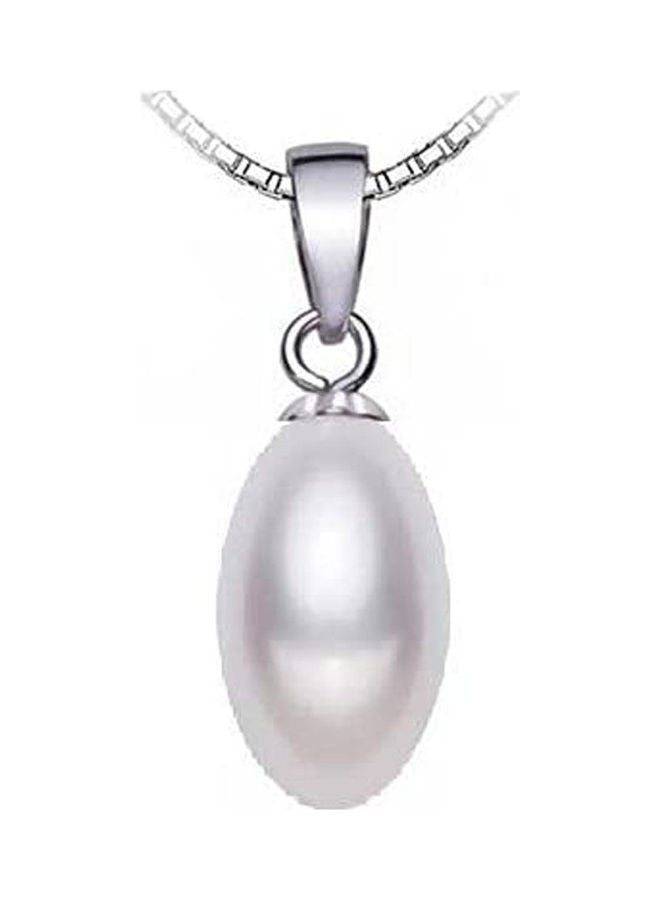NIBEMINENT 925 Italian Silver Chain With Pendant Of Natural Pearl - Image 1