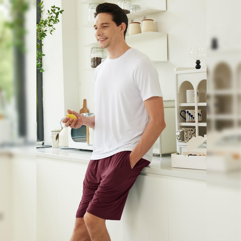 BAMBOO COOL Men's Pajama Bottoms Short Pants Lounge Sleep wear Sleeping Pajamas Athletic Run Workout Gym Active Shorts 2 Pack - Image 5