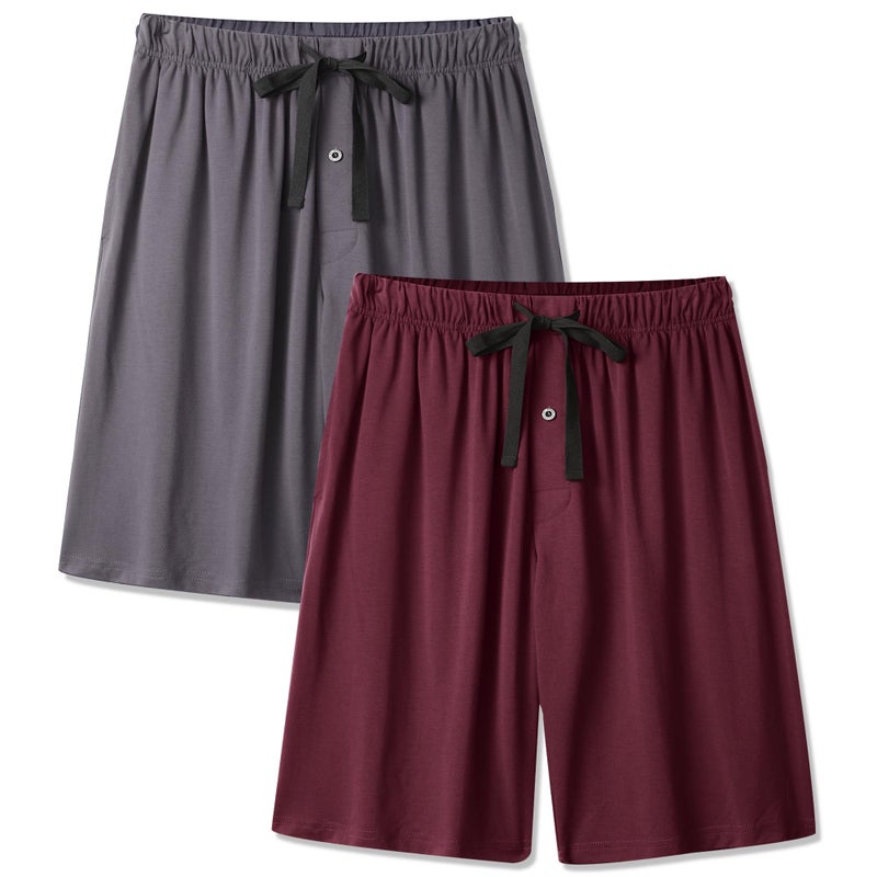 BAMBOO COOL Men's Pajama Bottoms Short Pants Lounge Sleep wear Sleeping Pajamas Athletic Run Workout Gym Active Shorts 2 Pack - Image 1