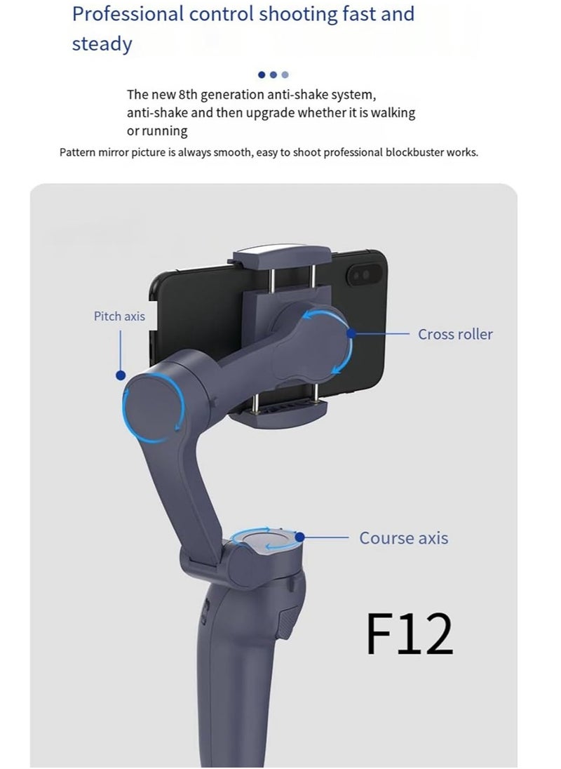 Generic - F12 3-Axis Handheld Gimbal Smartphone Stabilizer Cellphone Selfie Stick for Phone Vlog Anti Shake Video Recording - Image 1