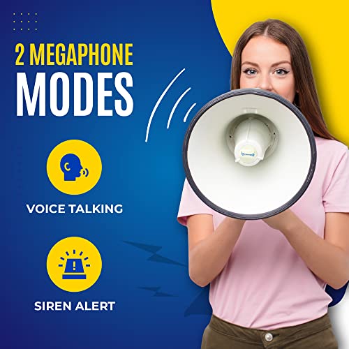 ThunderPower THUN1200 Heavy-Duty Extra-Loud Megaphone Speaker – 45 W Bullhorn Megaphone with Siren, 2,000‑Yard Range, Bell & Talk Modes - Loud Speaker Megaphones for Military and Crowd Control - Image 5