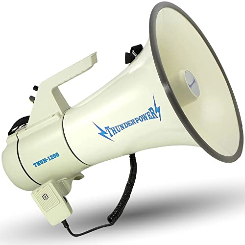 ThunderPower THUN1200 Heavy-Duty Extra-Loud Megaphone Speaker – 45 W Bullhorn Megaphone with Siren, 2,000‑Yard Range, Bell & Talk Modes - Loud Speaker Megaphones for Military and Crowd Control - Image 1