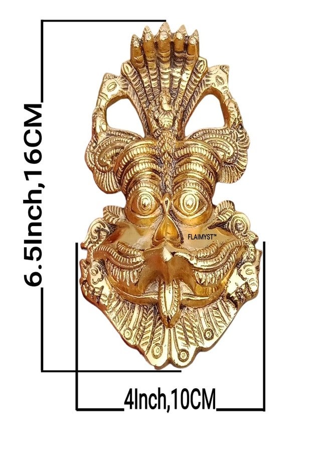 FLAIMYST Kirtimukha for Home Door in Aluminium Metal, Kirtimukha Wall Hanging for Home Decor, Nazar Battu for Home Entrance (Gold Plating 16X10 CM) - Image 2